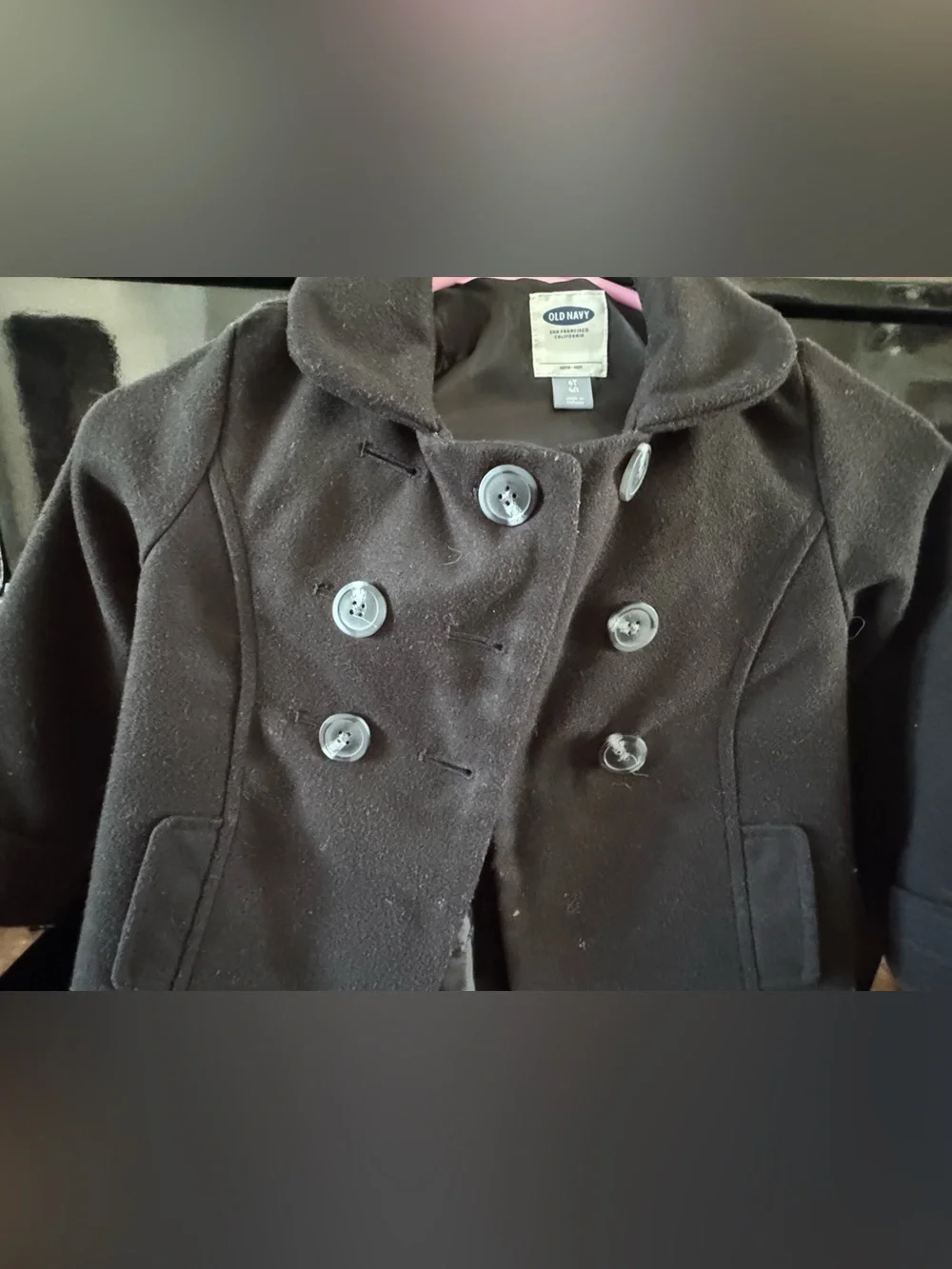 Old Navy Girls' Dark Brown Double-Breasted Peacoat